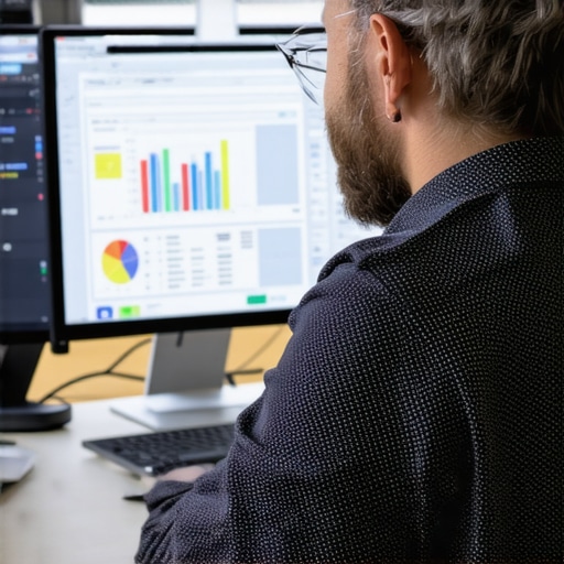 SEO expert reviewing local SEO performance data with Henderson cityscape