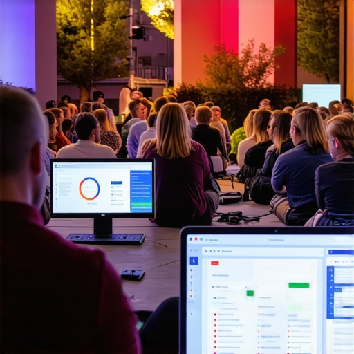 Henderson community event with analytics dashboard overlay
