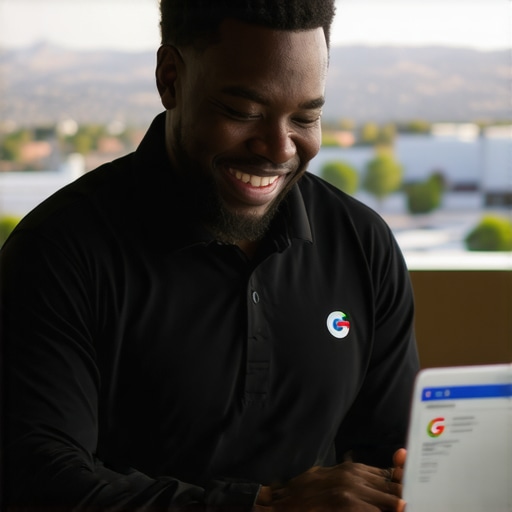 Henderson Local Business Owner Optimizing GMB Profile Henderson business owner working on Google My Business optimization with cityscape background