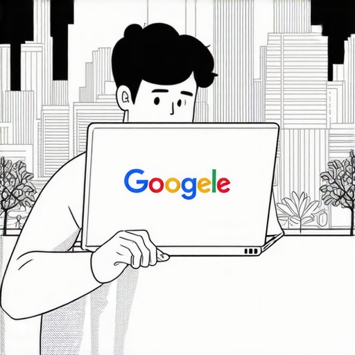 Optimizing GMB Profile in Henderson Business owner working on GMB profile with Henderson cityscape