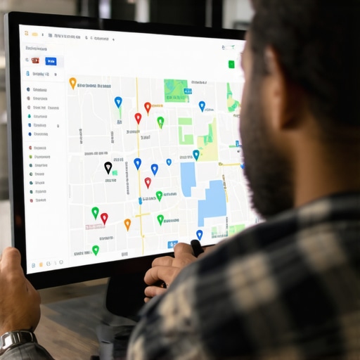 SEO analyst analyzing Henderson Google Maps ranking data on a computer.
