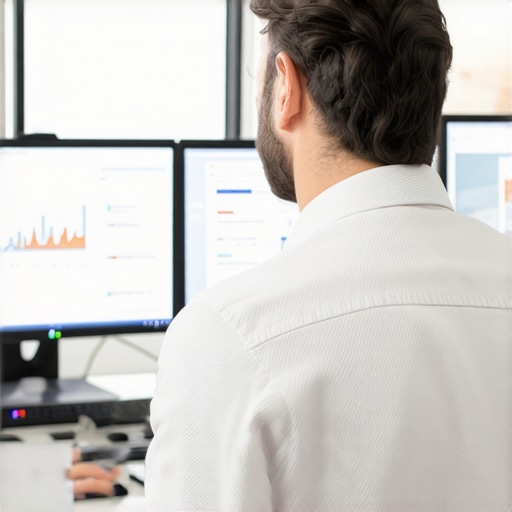 Person analyzing local SEO data with Henderson cityscape in background.