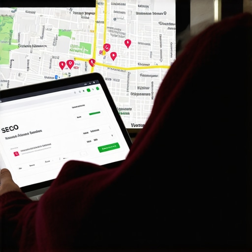 SEO professional analyzing local search metrics for Henderson with Nevada map in the background
