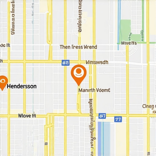 A map highlighting Henderson businesses optimized for Google Maps visibility.