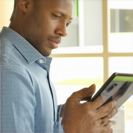 Henderson Business Analytics Review Business owner analyzing SEO data on a tablet in Henderson