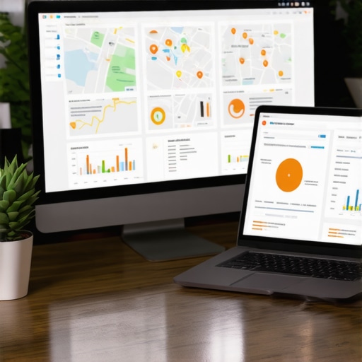 Workspace with SEO analytics tools and maps on screen for Henderson local SEO management.