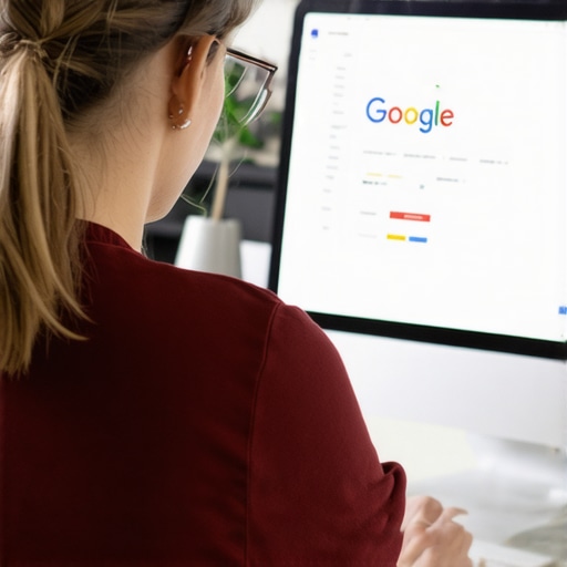 A business owner editing their Google My Business profile on a laptop, emphasizing local SEO